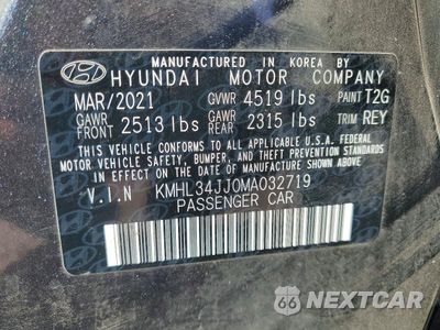 Zdjęcie 12 z 12 samochodu: 2021 HYUNDAI SONATA HYBRID SEL VIN:KMHL34JJ0MA032719 - miniatura
