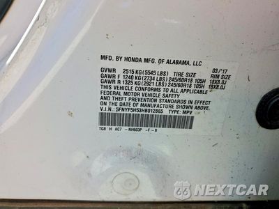 Zdjęcie 13 z 13 samochodu: 2017 HONDA PILOT EXL VIN:5FNYF5H53HB012865 - miniatura