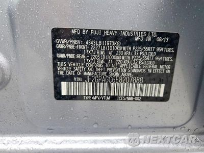 Zdjęcie 14 z 14 samochodu: 2014 SUBARU XV CROSSTREK 2.0 LIMITED VIN:JF2GPAGC6E8207888 - miniatura