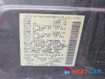 Zdjęcie 12 z 12 samochodu: 2006 NISSAN PATHFINDER S VIN:5N1AR18U56C612883 - miniatura