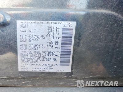 Zdjęcie 14 z 14 samochodu: 2016 NISSAN ROGUE SL VIN:5N1AT2MT8GC764839 - miniatura
