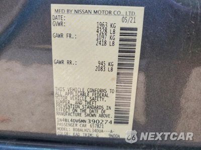 Zdjęcie 12 z 12 samochodu: 2021 NISSAN ALTIMA SV VIN:1N4BL4DV6MN390274 - miniatura