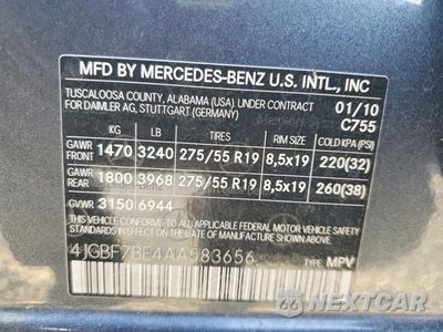 Zdjęcie 13 z 13 samochodu: 2010 MERCEDES-BENZ GL 450 4MATIC VIN:4JGBF7BE4AA583656 - miniatura