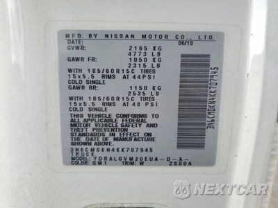 Zdjęcie 13 z 13 samochodu: 2019 NISSAN NV200 SV VIN:3N6CM0KN4KK707945 - miniatura