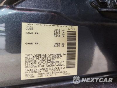 Zdjęcie 12 z 12 samochodu: 2020 NISSAN ALTIMA SR VIN:1N4BL4CW0LN316132 - miniatura