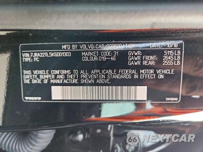 Zdjęcie 12 z 12 samochodu: 2019 VOLVO S60 T6 INSCRIPTION VIN:7JRA22TL5KG001303 - miniatura