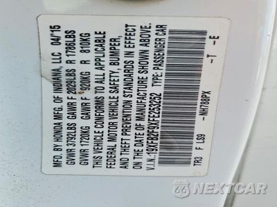 Zdjęcie 12 z 12 samochodu: 2015 HONDA CIVIC EXL VIN:19XFB2F9XFE253252 - miniatura