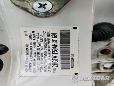 Zdjęcie 12 z 12 samochodu: 2010 HONDA CIVIC LX VIN:2HGFA1F59AH581691 - miniatura