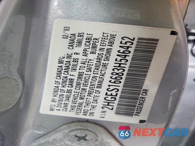Zdjęcie 12 z 12 samochodu: 2003 HONDA CIVIC LX VIN:2HGES16683H546452 - miniatura