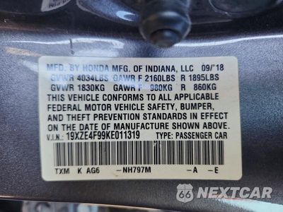 Zdjęcie 12 z 12 samochodu: 2019 HONDA INSIGHT TOURING VIN:19XZE4F99KE011319 - miniatura