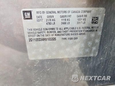 Zdjęcie 12 z 12 samochodu: 2017 CHEVROLET IMPALA LT VIN:2G1105S34H9165326 - miniatura