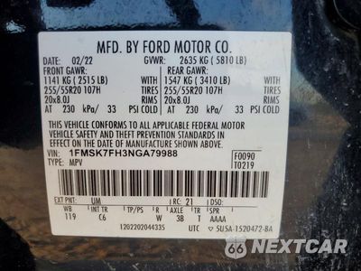 Zdjęcie 13 z 13 samochodu: 2022 FORD EXPLORER LIMITED VIN:1FMSK7FH3NGA79988 - miniatura