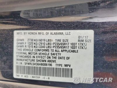 Zdjęcie 13 z 13 samochodu: 2017 HONDA ODDYSSEY VIN:5FNRL5H36HB006196 - miniatura