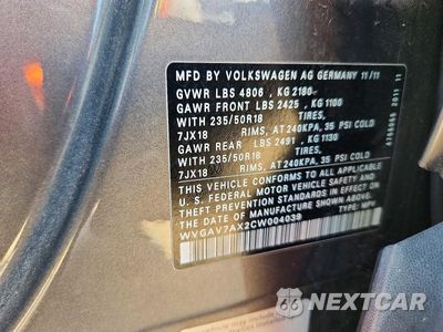 Zdjęcie 12 z 12 samochodu: 2012 VOLKSWAGEN TIGUAN S VIN:WVGAV7AX2CW004039 - miniatura