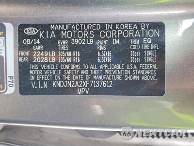 Zdjęcie 13 z 13 samochodu: 2015 KIA SOUL BASE VIN:KNDJN2A2XF7137612 - miniatura