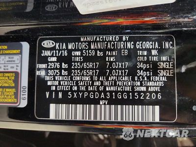 Zdjęcie 13 z 13 samochodu: 2016 KIA SORENTO LX VIN:5XYPGDA31GG152206 - miniatura