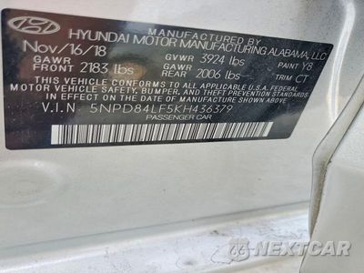 Zdjęcie 13 z 13 samochodu: 2019 HYUNDAI ELANTRA SEL VIN:5NPD84LF5KH436379 - miniatura