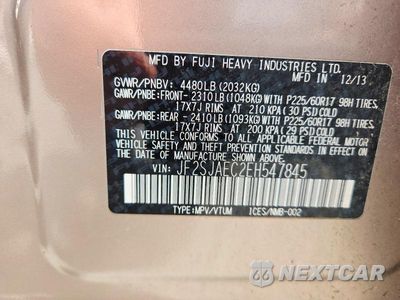 Zdjęcie 13 z 13 samochodu: 2014 SUBARU FORESTER 2.5I PREMIUM VIN:JF2SJAEC2EH547845 - miniatura
