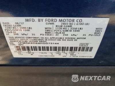 Zdjęcie 14 z 14 samochodu: 2017 FORD EXPLORER XLT VIN:1FM5K8D84HGD75144 - miniatura