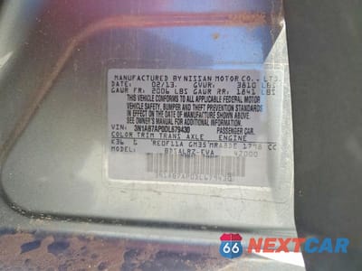Zdjęcie 12 z 12 samochodu: 2013 NISSAN SENTRA S VIN:3N1AB7AP0DL679430 - miniatura