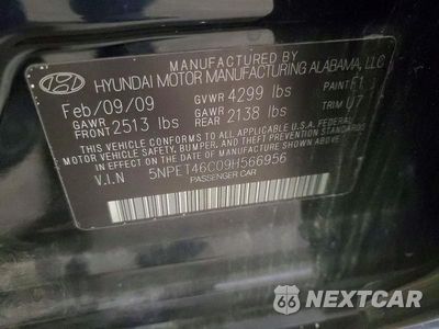 Zdjęcie 12 z 12 samochodu: 2009 HYUNDAI SONATA GLS VIN:5NPET46C09H566956 - miniatura
