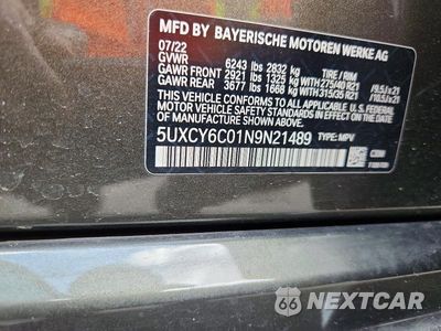 Zdjęcie 13 z 13 samochodu: 2022 BMW X6 XDRIVE40I VIN:5UXCY6C01N9N21489 - miniatura