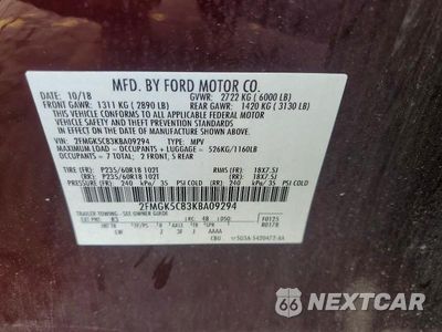 Zdjęcie 13 z 13 samochodu: 2019 FORD FLEX SEL VIN:2FMGK5C83KBA09294 - miniatura