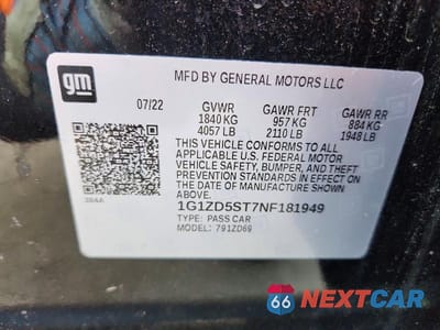 Zdjęcie 12 z 12 samochodu: 2022 CHEVROLET MALIBU LT VIN:1G1ZD5ST7NF181949 - miniatura