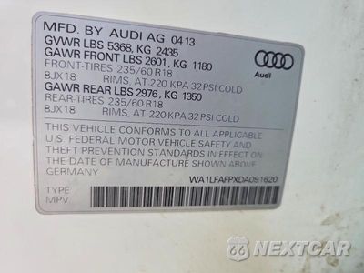 Zdjęcie 12 z 12 samochodu: 2013 AUDI Q5 PREMIUM PLUS VIN:WA1LFAFPXDA091620 - miniatura