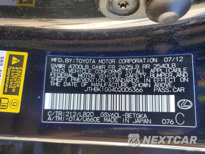 Zdjęcie 12 z 12 samochodu: 2013 LEXUS ES 350 VIN:JTHBK1GG4D2005366 - miniatura