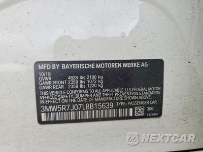 Zdjęcie 12 z 12 samochodu: 2020 BMW 330XI VIN:3MW5R7J07L8B15639 - miniatura