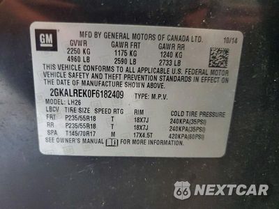 Zdjęcie 12 z 12 samochodu: 2015 GMC TERRAIN SLE VIN:2GKALREK0F6182409 - miniatura