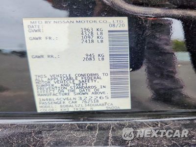 Zdjęcie 12 z 12 samochodu: 2020 NISSAN ALTIMA SR VIN:1N4BL4CV6LN322265 - miniatura