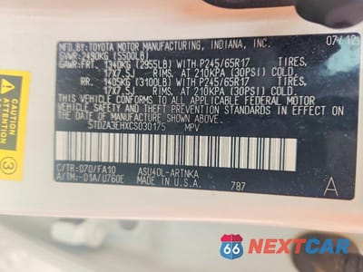 Zdjęcie 14 z 14 samochodu: 2012 TOYOTA HIGHLANDER BASE VIN:5TDZA3EHXCS030175 - miniatura