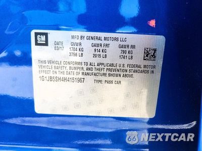 Zdjęcie 12 z 12 samochodu: 2017 CHEVROLET SONIC LS VIN:1G1JB5SH4H4151967 - miniatura