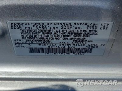 Zdjęcie 12 z 12 samochodu: 2017 NISSAN VERSA 1.6 SV VIN:3N1CN7AP2HK442563 - miniatura
