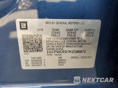Zdjęcie 12 z 12 samochodu: 2019 CHEVROLET SILVERADO C1500 LT VIN:1GCPWCED7KZ186872 - miniatura