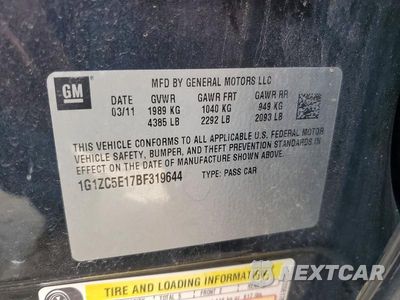 Zdjęcie 12 z 12 samochodu: 2011 CHEVROLET MALIBU 1LT VIN:1G1ZC5E17BF319644 - miniatura