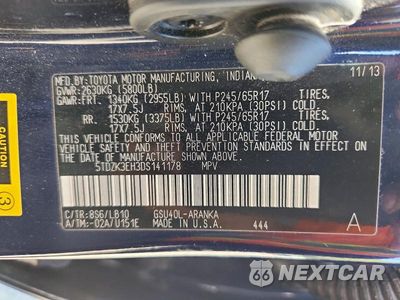 Zdjęcie 13 z 13 samochodu: 2013 TOYOTA HIGHLANDER SE VIN:5TDZK3EH3DS141178 - miniatura