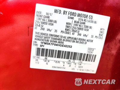 Zdjęcie 13 z 13 samochodu: 2017 FORD EXPLORER LIMITED VIN:1FM5K7F84HGE42252 - miniatura
