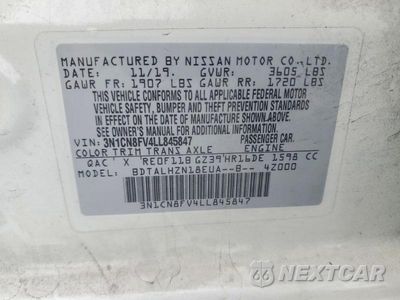 Zdjęcie 12 z 12 samochodu: 2020 NISSAN VERSA SR VIN:3N1CN8FV4LL845847 - miniatura