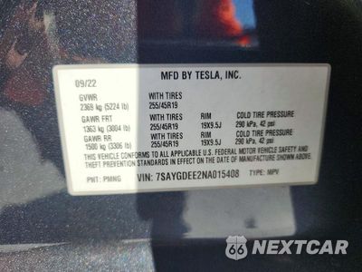 Zdjęcie 14 z 14 samochodu: 2022 TESLA MODEL Y VIN:7SAYGDEE2NA015408 - miniatura