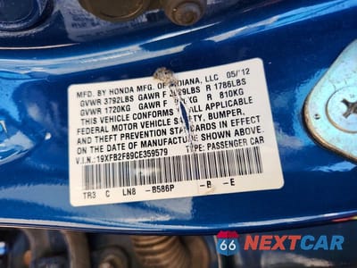 Zdjęcie 13 z 13 samochodu: 2012 HONDA CIVIC EX VIN:19XFB2F89CE359579 - miniatura