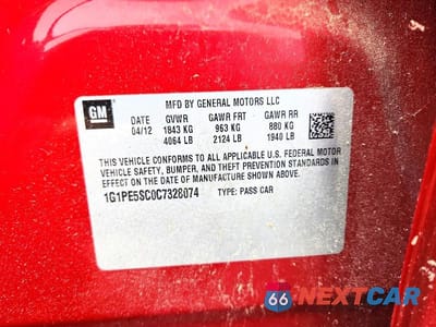 Zdjęcie 12 z 12 samochodu: 2012 CHEVROLET CRUZE LT VIN:1G1PE5SC0C7328074 - miniatura