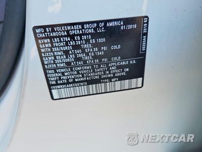 Zdjęcie 13 z 13 samochodu: 2019 VOLKSWAGEN ATLAS SE VIN:1V2WR2CA5KC537673 - miniatura