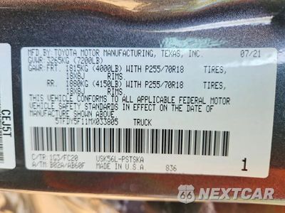 Zdjęcie 12 z 12 samochodu: 2021 TOYOTA TUNDRA SR5 VIN:5TFDY5F11MX033805 - miniatura