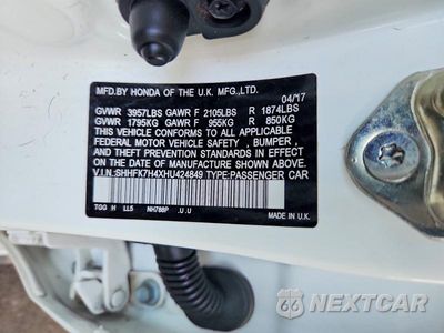 Zdjęcie 13 z 13 samochodu: 2017 HONDA CIVIC SPORT VIN:SHHFK7H4XHU424849 - miniatura