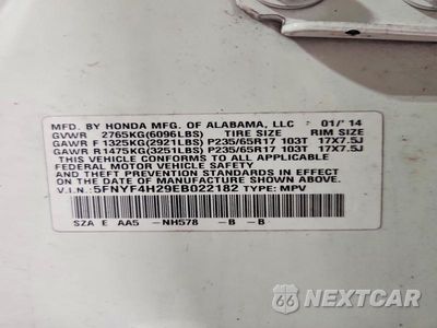 Zdjęcie 12 z 12 samochodu: 2014 HONDA PILOT LX VIN:5FNYF4H29EB022182 - miniatura