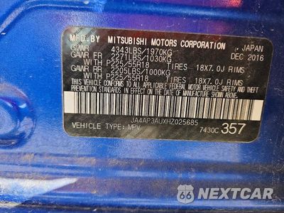 Zdjęcie 14 z 14 samochodu: 2017 MITSUBISHI OUTLANDER SPORT ES VIN:JA4AP3AUXHZ025685 - miniatura