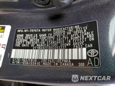 Zdjęcie 12 z 12 samochodu: 2013 TOYOTA COROLLA LE VIN:2T1BU4EE0DC043337 - miniatura